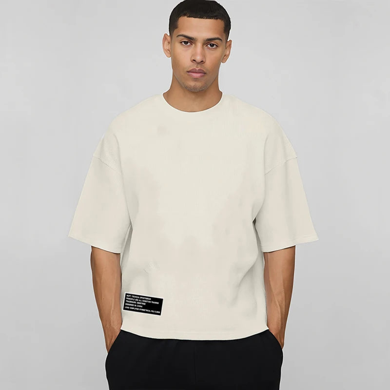 Oversized Boxy Fit Dropped Shoulders Running T-shirts Mens Cotton Heavyweight Half Sleeve Sports T Shirts Casual Gym Clothing