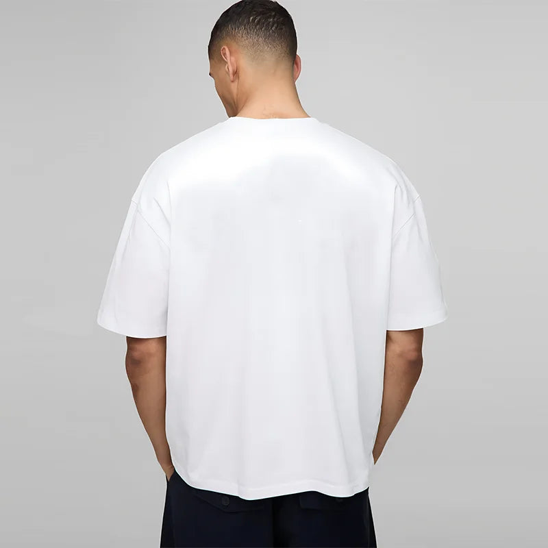 Oversized Boxy Fit Dropped Shoulders Running T-shirts Mens Cotton Heavyweight Half Sleeve Sports T Shirts Casual Gym Clothing